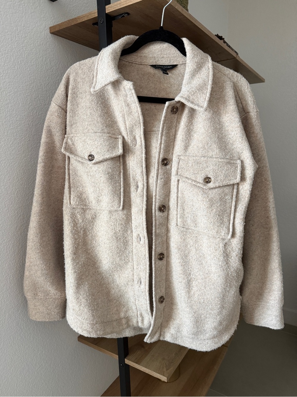 Banana Republic Cream Bouclé Shacket Jacket XXS Oversized